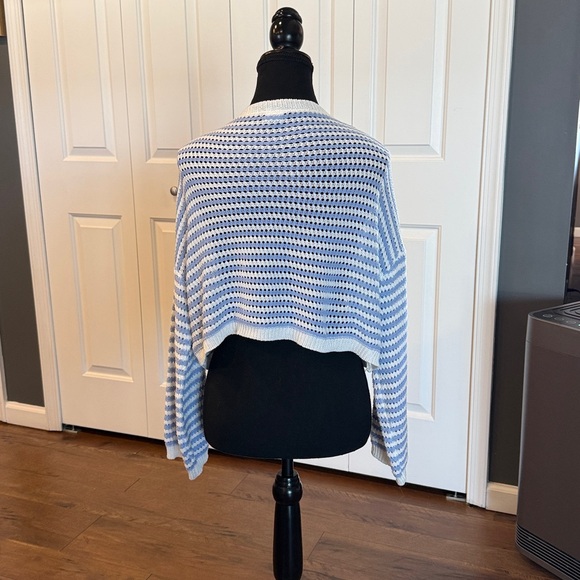 Blue and White Striped Knit Sweater - Picture 2 of 10